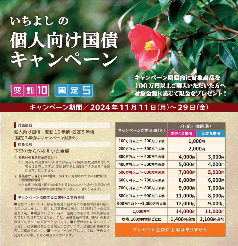2024年11月個人向け国債キャンペーン