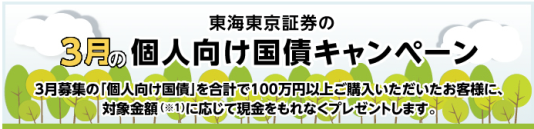 東海東京証券個人向け国債キャンペーン画面